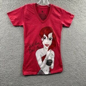Little Mermaid Womens Top Extra Small Red Ariel Disney Wet Hair Don't Care Shirt